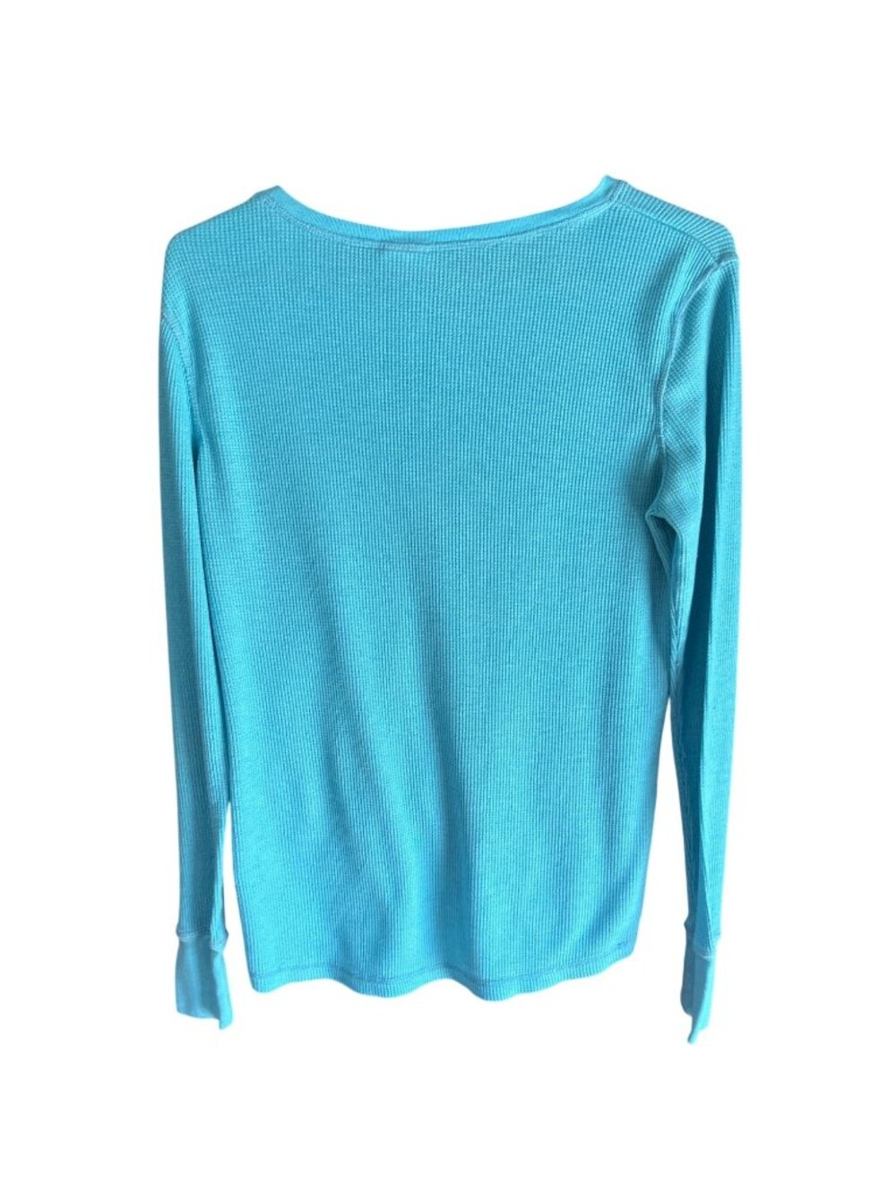 Green Tea Ladies Waffle Knit Long Sleeve Maui Blue Size Large Polyester Blend